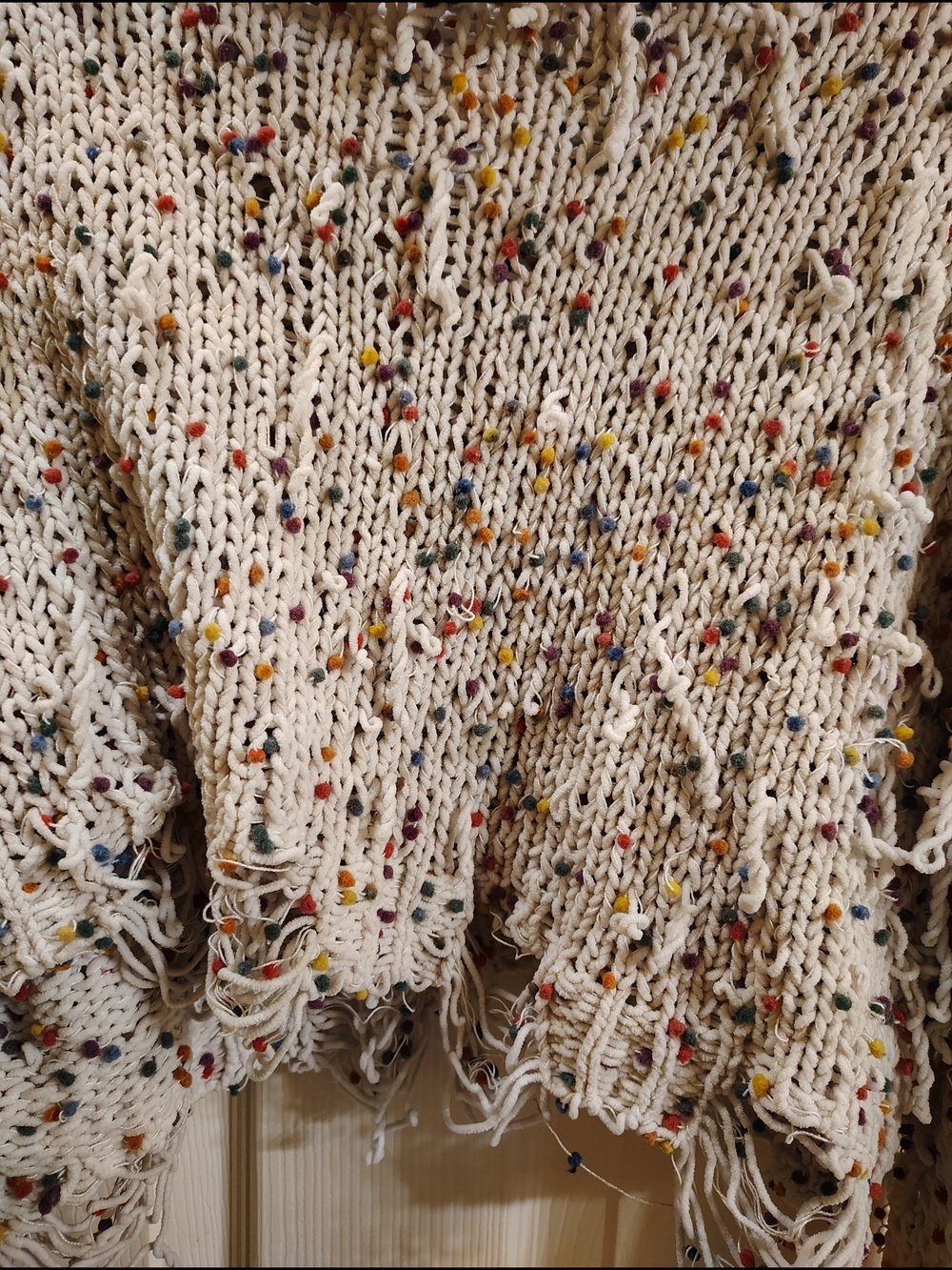 Wild Honey Ivory Crewneck Sweater with Colorful Flecks